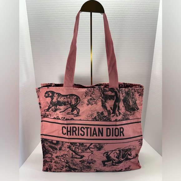 Christian Dior Tote Canvas Bag Book Large Dioriviera Pink Fabric - Picture 1 of 5